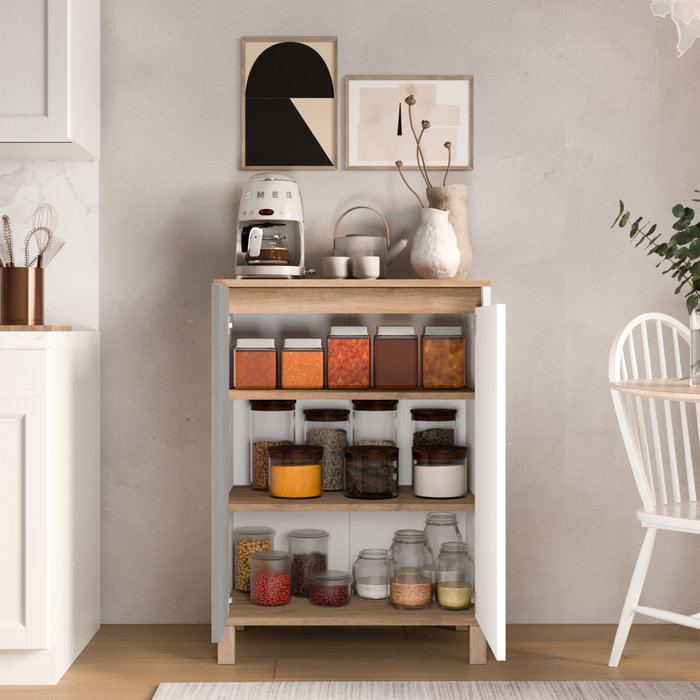 Hanah Home Armario Multiusos Nord - ND16-SW Blanco, Roble y Gris
